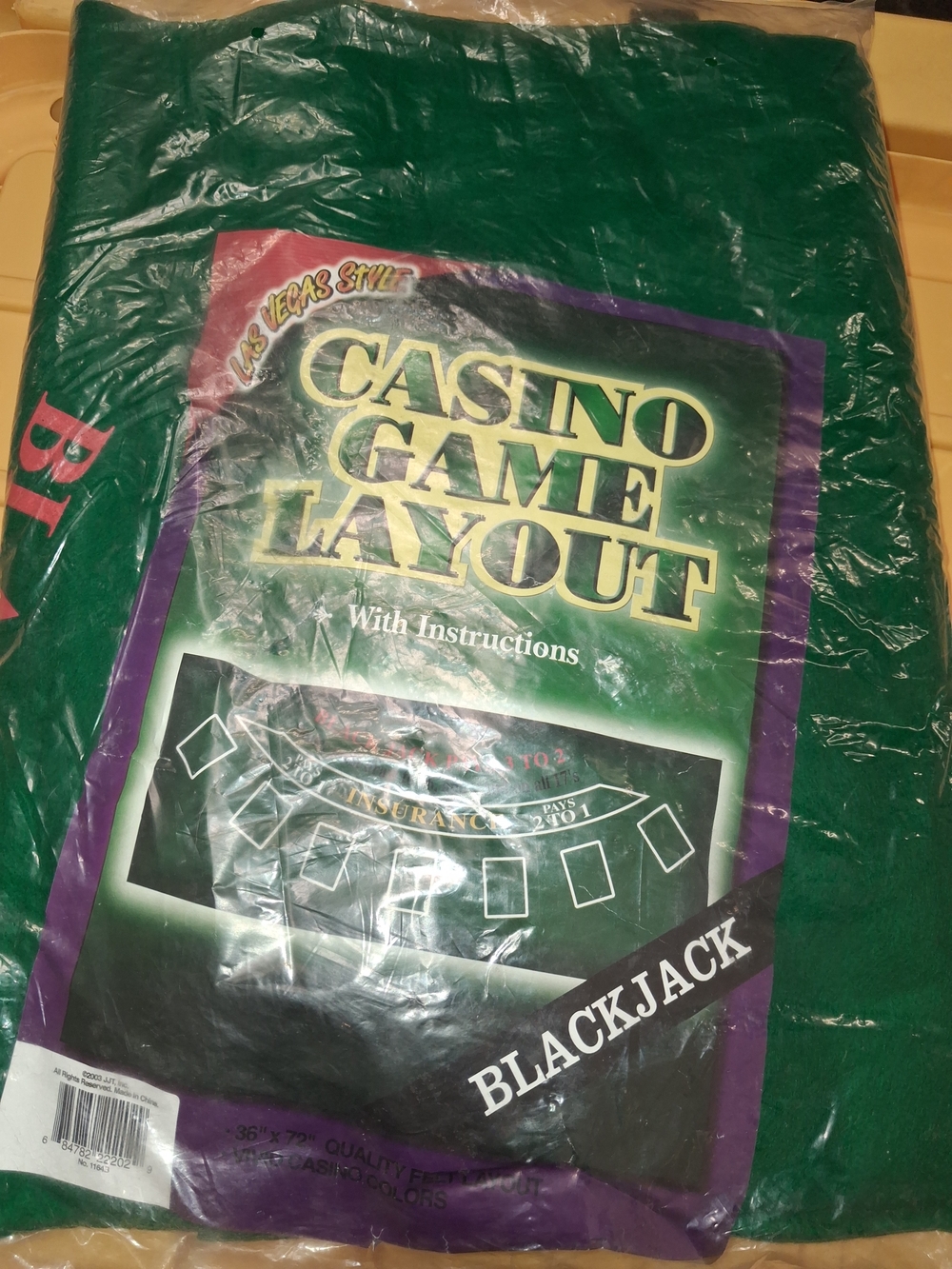 Casino Game Layout Blackjack Table Felt - Green